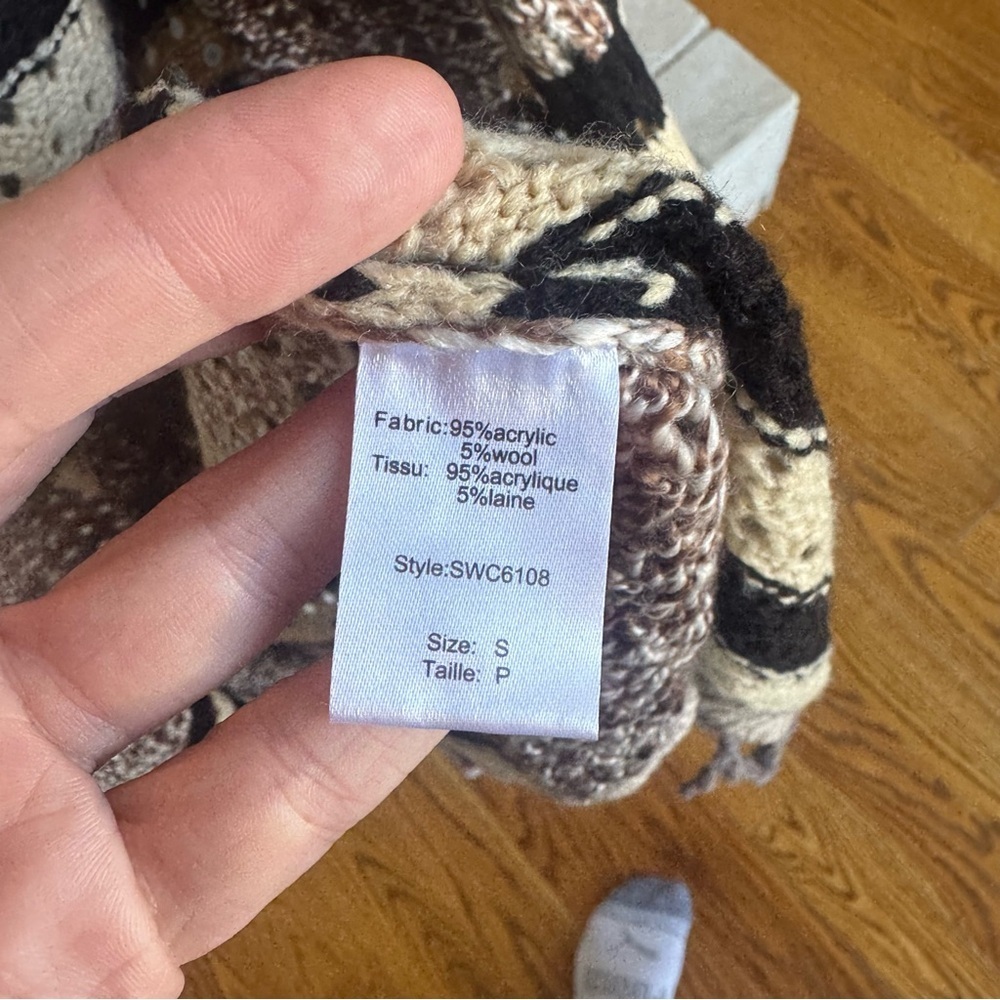 Elan Knit Duster Tan and Stripe Open Front Size Small - Picture 5 of 6
